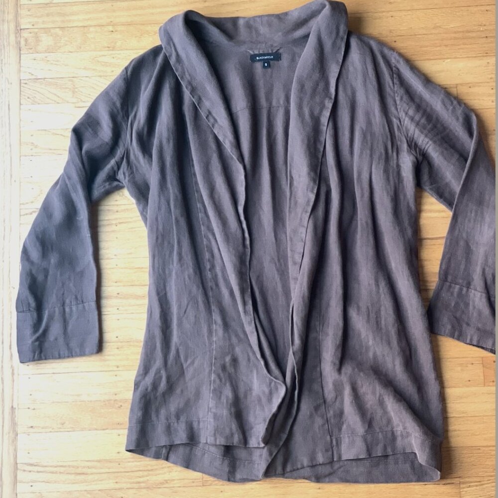 Black Ficus Linen Cardigan Latte Size S